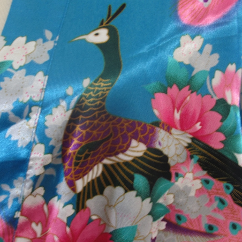 Light Blue Satin Peacock Robe Sz XL
